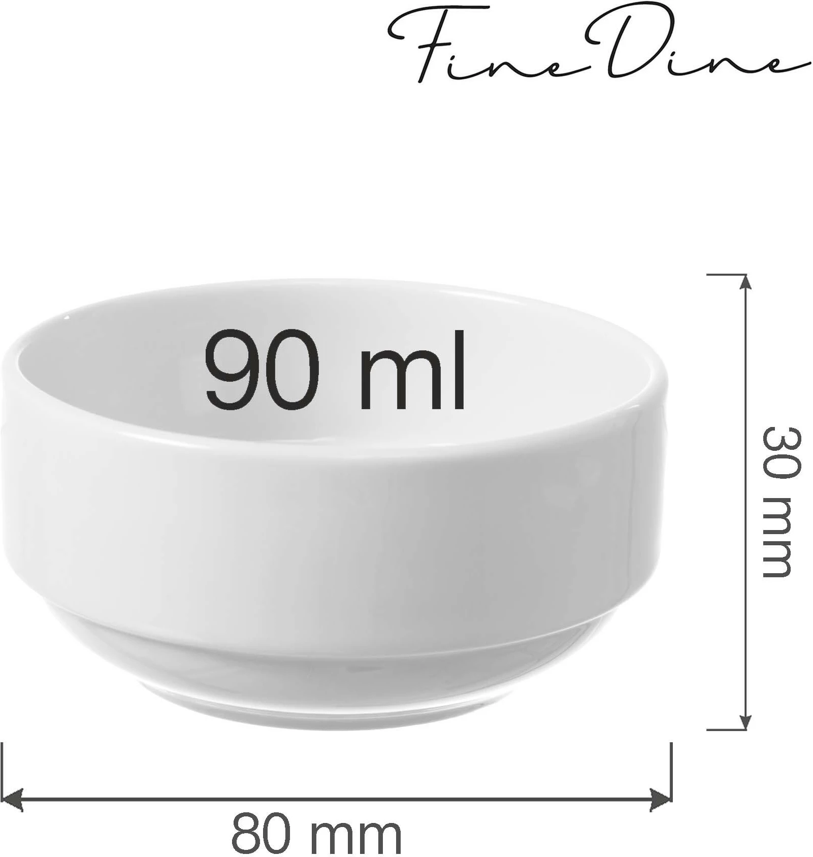 Tas stackable Fine Dine Bianco 80mm 90ml, set 6 copë, i bardhë