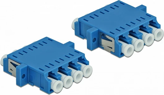 Kuplues fibër optike DeLOCK LC Quad Female/Female, single-mode, 2 copë, kaltër