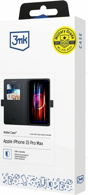 Mbrojtëse portofol 3mk për iPhone 15 Pro Max, e zezë