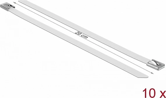 Lidhëse kabllosh DeLOCK çelik inox 200 x 7.9 mm, 10 copë, bardhë