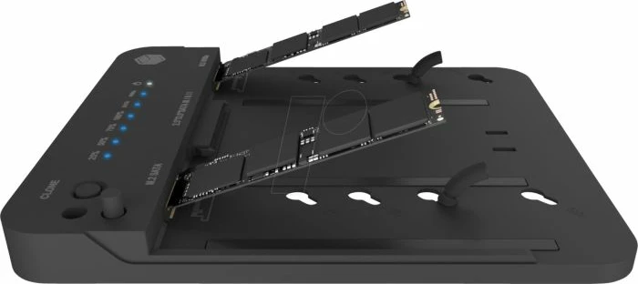 Stacion dokimi & klonimi ICYBOX IB-2915MSCL-C31, USB 3.2 Gen 2 10 Gbit/s, për M.2 NVMe/SATA + 2.5"/3.5" SATA, e zezë