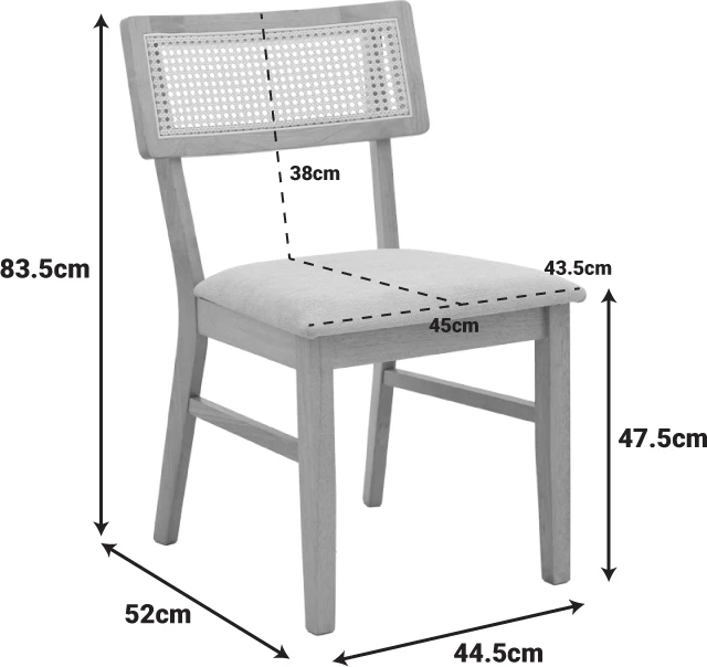Set karrigash Raffles, dru natyral, ratan, stof gri-bezhë, 47x48x83.5cm, 2 copë