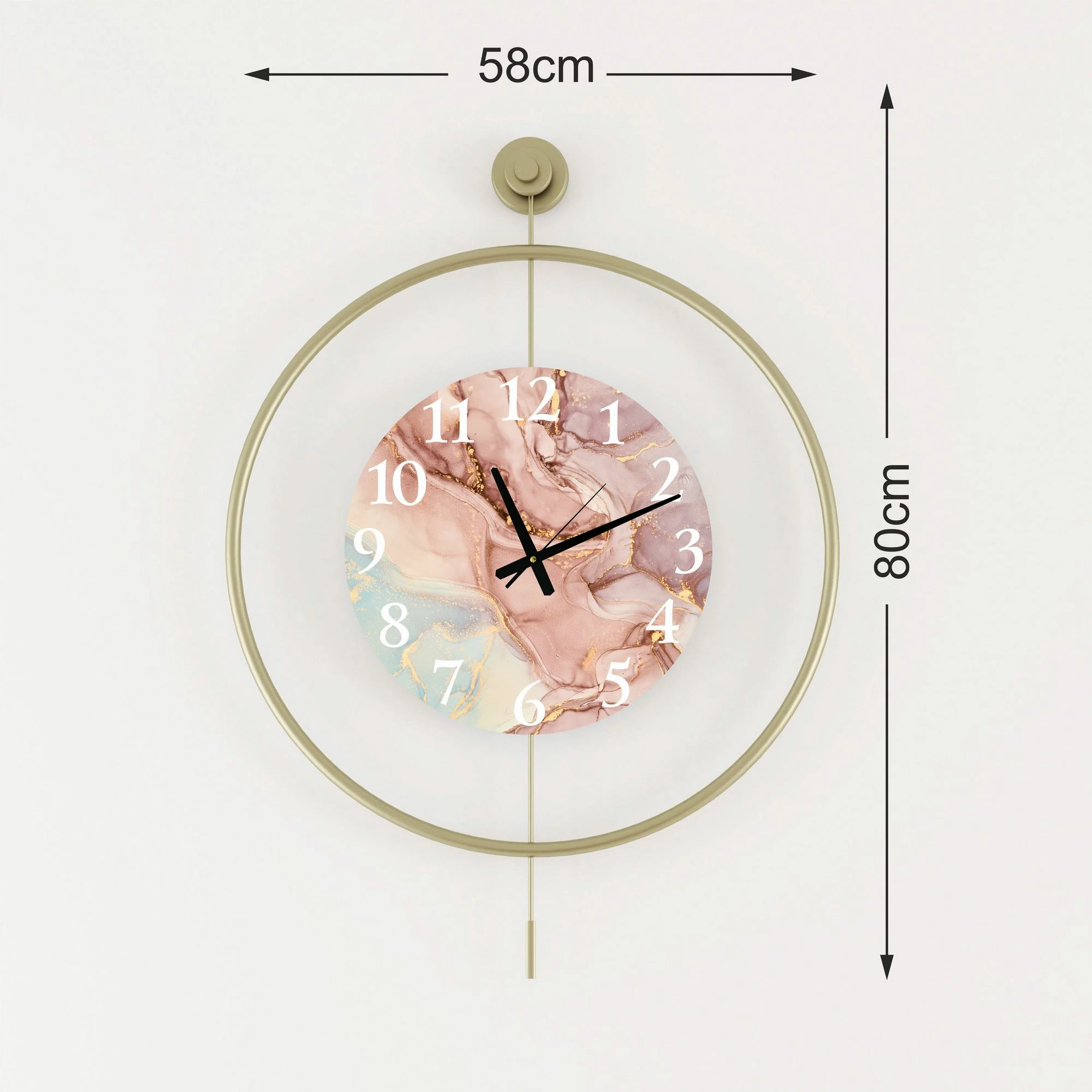Orë muri dekorative metalike Wallity, Mclock-00116, ngjyrë ari