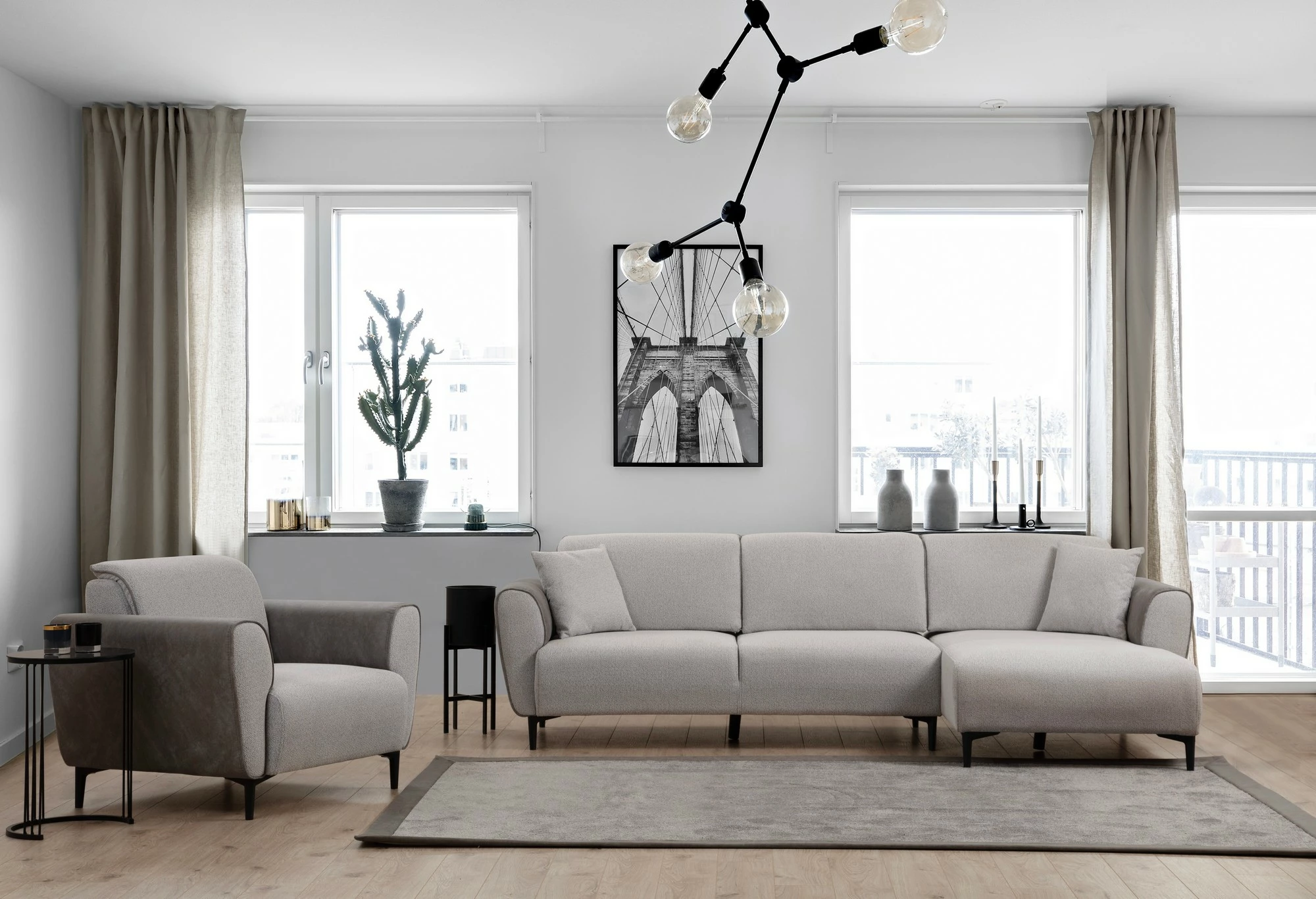 Kënd-sofë krevate Atelier del Sofa, Aren Right, ngjyrë gri