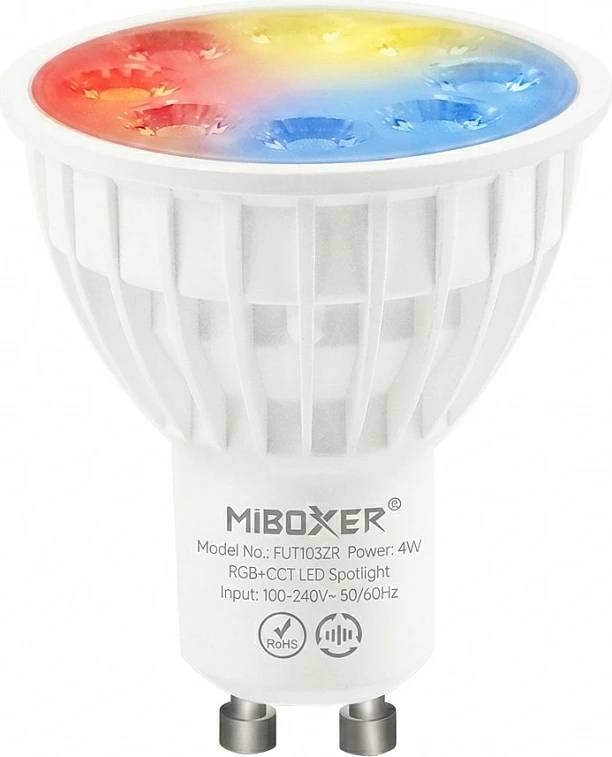Spot LED GU10 Miboxer FUT103ZTR, 4W, RGB+WW, Zigbee 3.0 + 2.4G, e bardhë