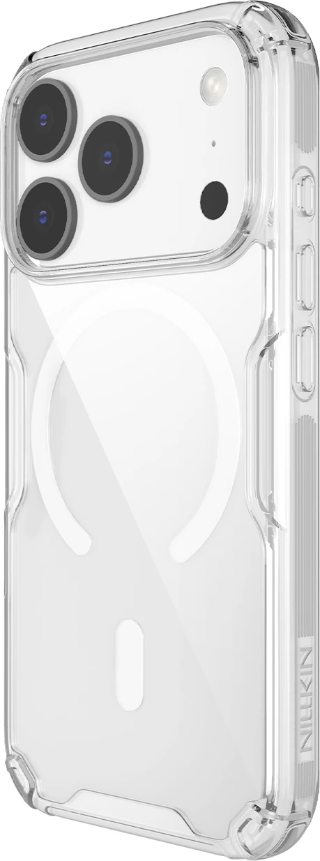 Mbështjellës Nillkin Nature TPU Pro MagSafe për iPhone 17 Pro, TPU+PC, qoshe me airbag, gjysmë-transparent, i bardhë