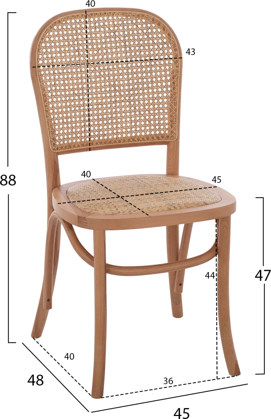 Karrige profesionale SLOAN, dru ahu, shpinë e perforuar, FH8915.21, natyrale, 45x48x88H cm