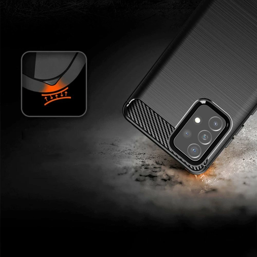 Mbështjellës Hurtel Carbon Case për Samsung Galaxy A72, TPU, i zi