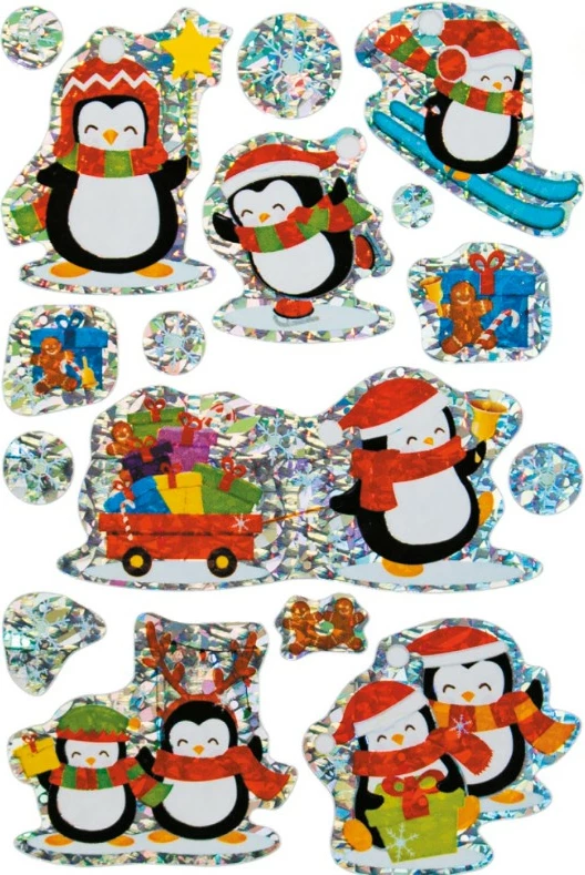 Stickers HERMA Winter Pinguine, 8 copë, prizmë, shumëngjyrëshe