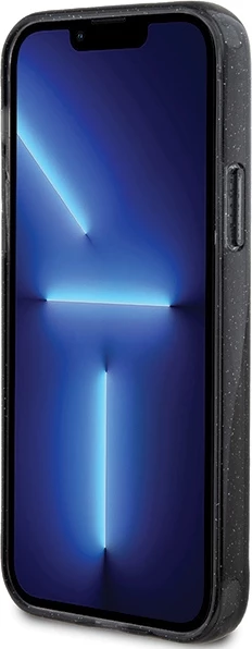Mbështjellës Guess Ring Stand Script Glitter MagSafe për iPhone 12/12 Pro, i zi
