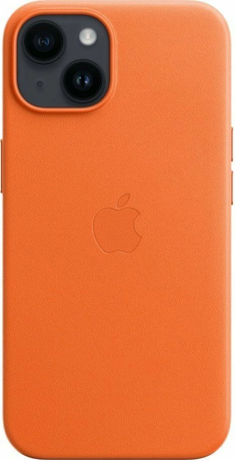 Mbështjellës Apple Leather MagSafe për iPhone 14 6.1", lëkurë natyrale, portokalli