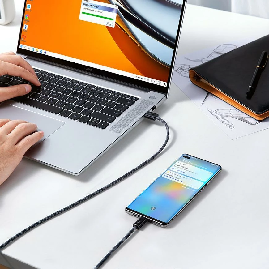 Kablë Baseus Dynamic Series CALD000616 USB-A në USB-C 1m 100W USB 2.0, gri