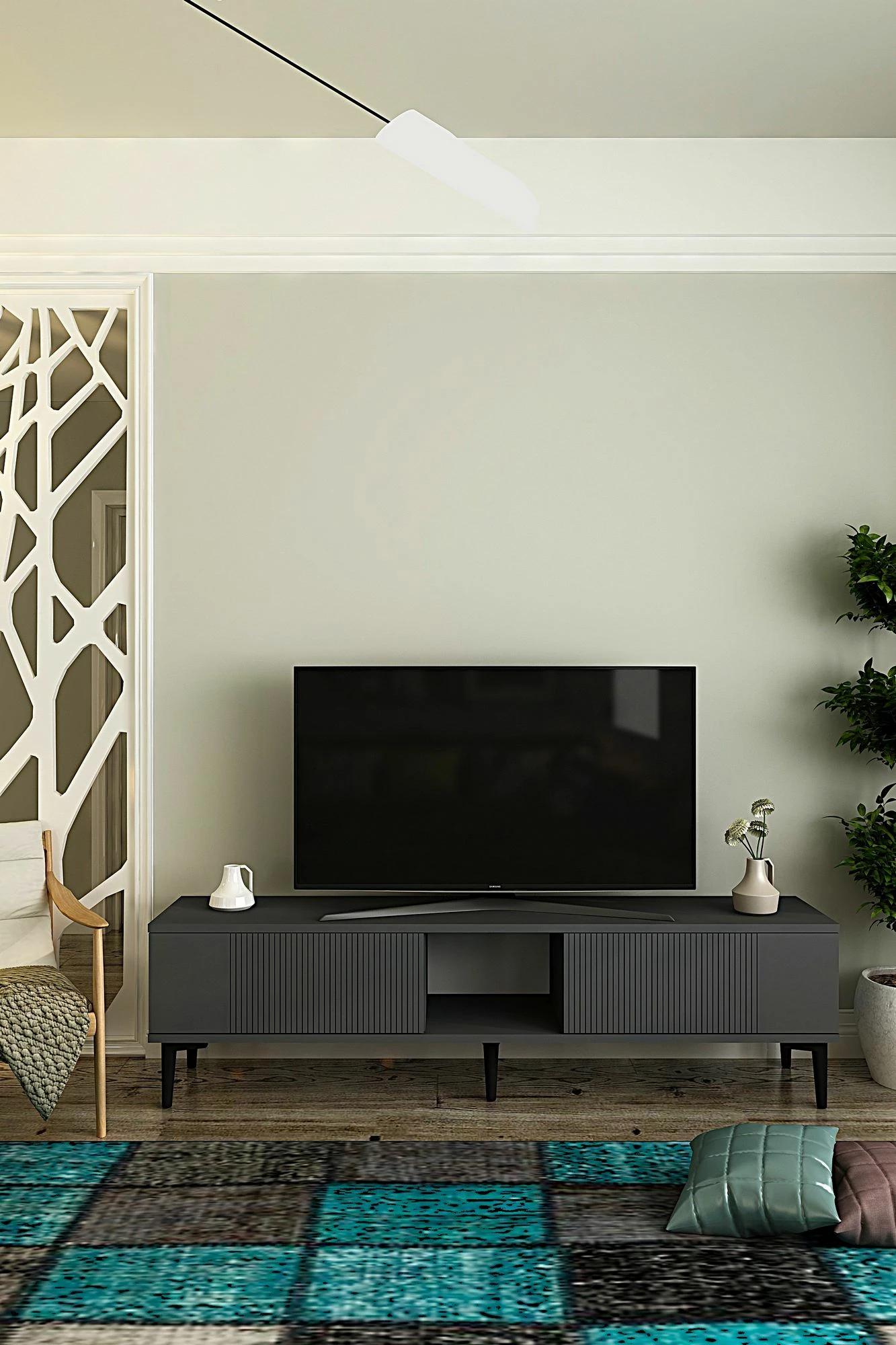 Komodë TV Skye Decor, Corsa 150, ngjyrë antracit