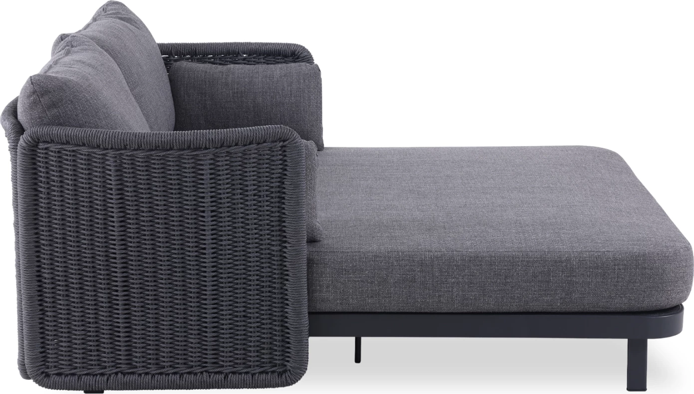 Daybed dy-vendësh DESTINY, alumin & p.e. wicker, ngjyrë qymyr, CD6408.02, 202x170x73.5cm