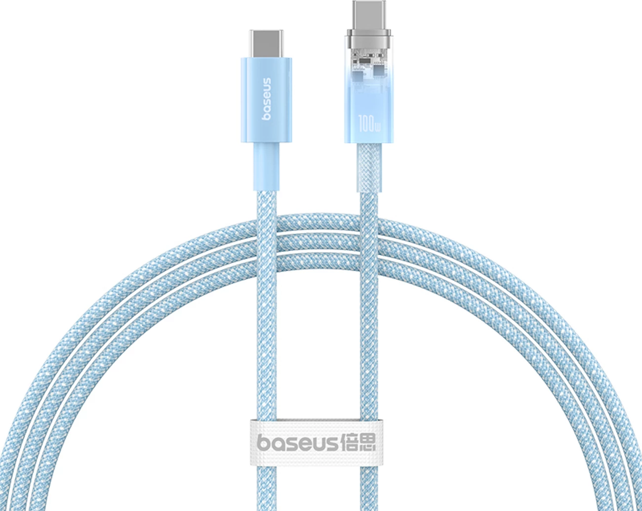 Kabllo USB-C në USB-C Baseus Explorer, 1m, 100W, Sensor temperature, Blu