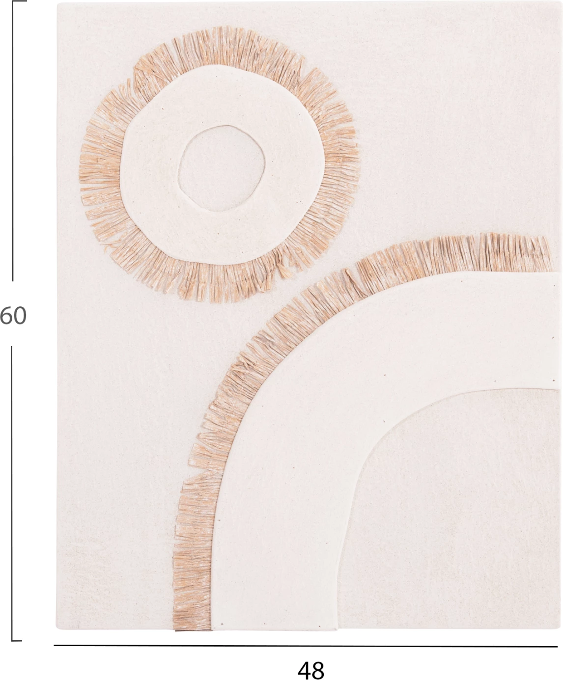 Panel dekorativ për mur, seri Santorini, FH4534, MDF, ngjyrë e bardhë e zbehtë, dekor në bezhë, 48x4.5x60 cm.