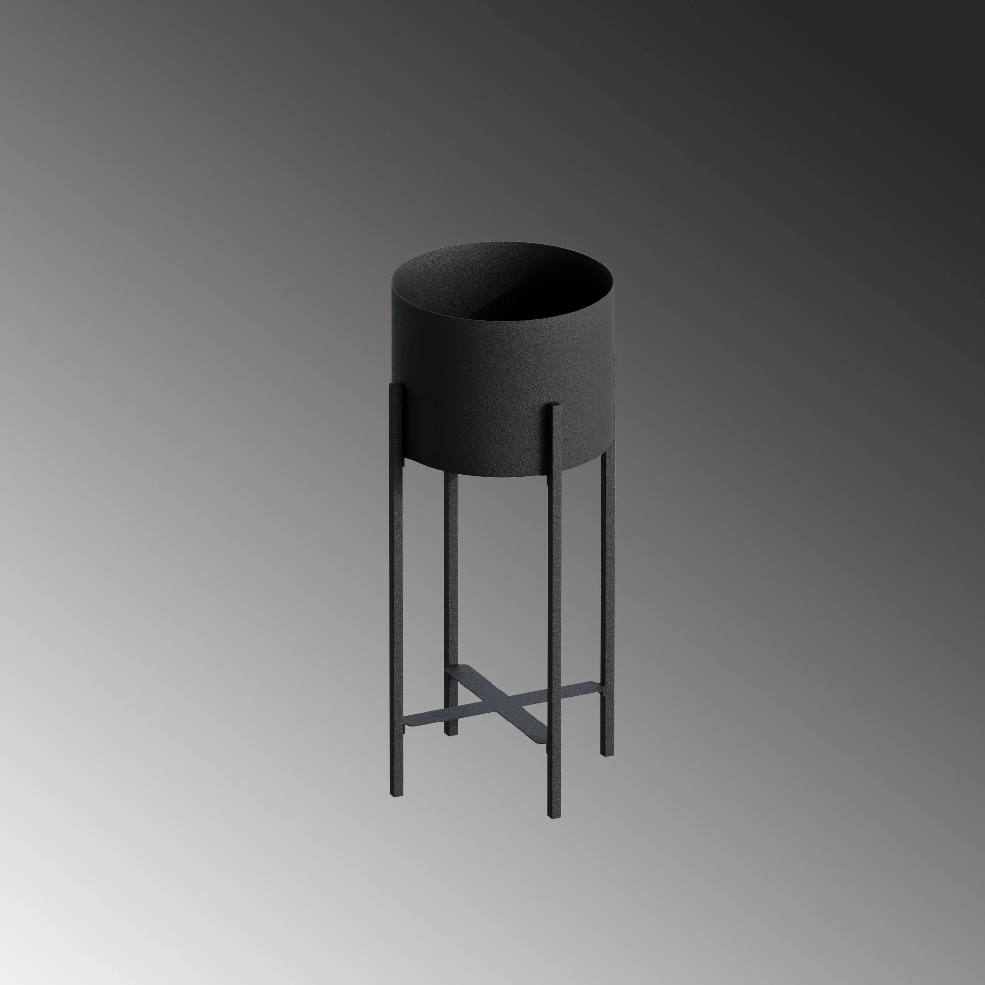 Vazo dekorative Aberto Design, GED-026, e zezë, metal, 23x48x23cm