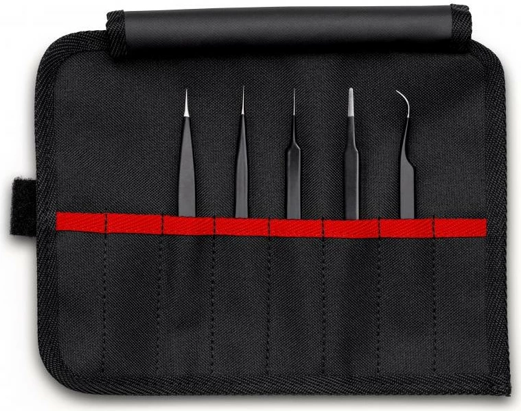 Set pincetash Knipex 92 00 01 ESD, çelik inox, 5 copë, e zezë