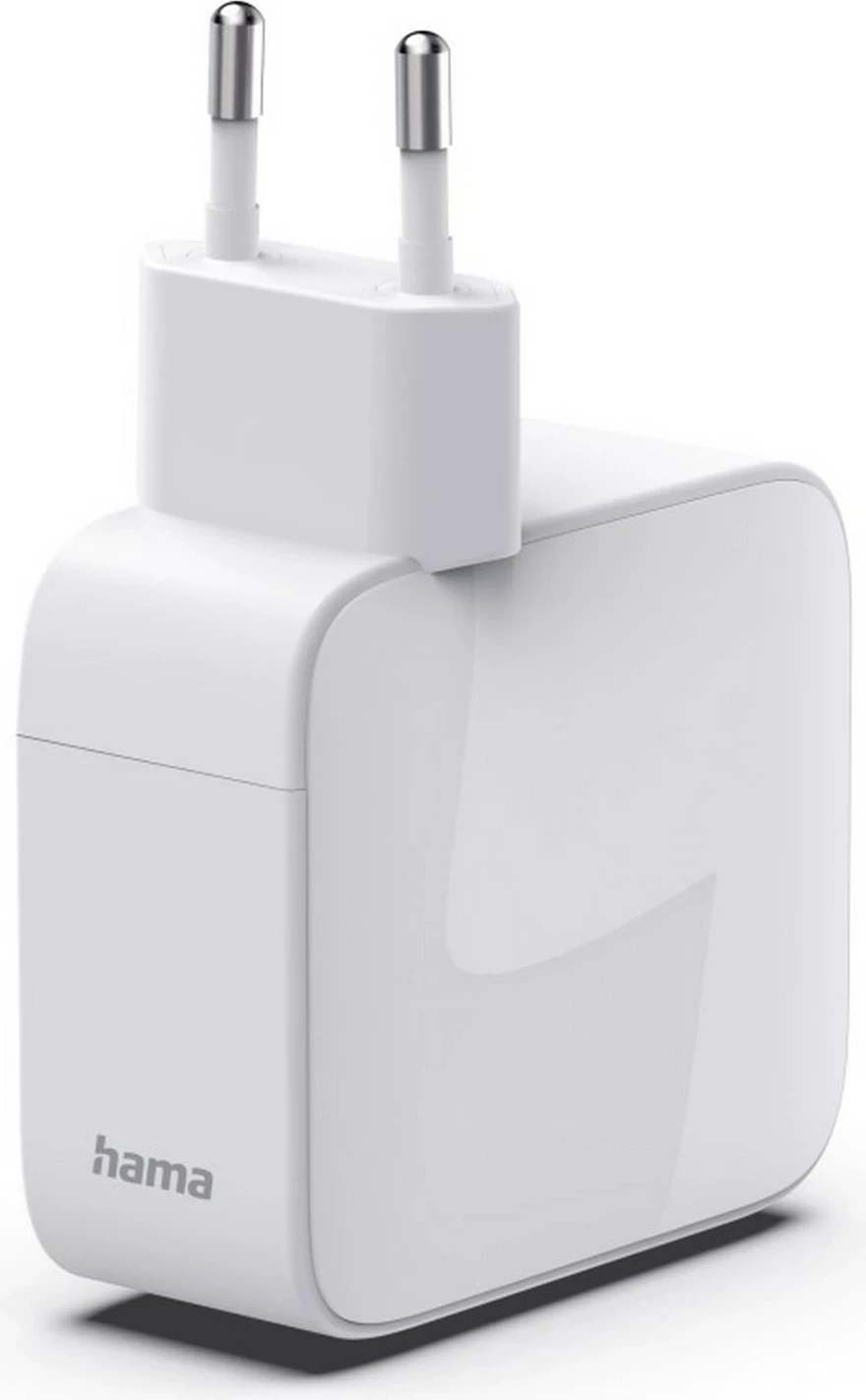 Karikues rrjeti Hama GaN 30W, 2x USB-C, kabllo e tërheqshme, i bardhë