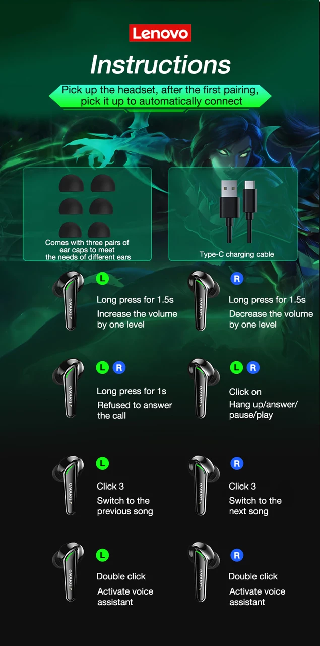 Dëgjuese Lenovo Live Pods XT92, të zeza