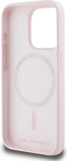 Mbështjellës Karl Lagerfeld Silicone Karl & Choupette MagSafe për iPhone 15 Pro Max, Rozë