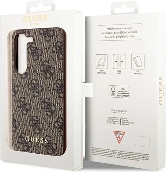 Mbështjellës Guess 4G Charms Collection për Samsung Galaxy A35, Kafe