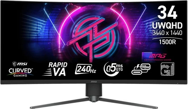 Monitor MSI MPG 346CQRF X24 34 inch UWQHD 3440x1440 240Hz 0.5ms 1500R e zezë