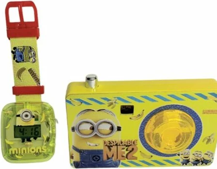 Orë dore për fëmijë dhe fotoaparat lodër,  MInions, verdhë