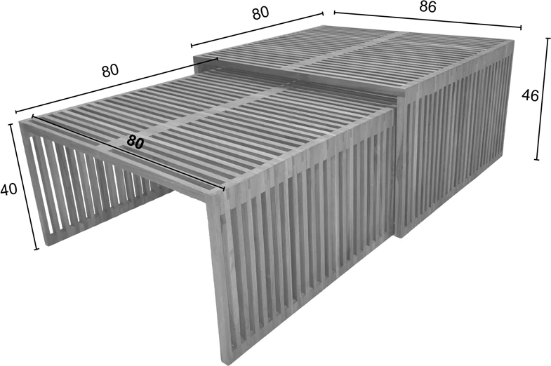 Set tavolinash Tinnie I, dru tik, ngjyrë natyrale