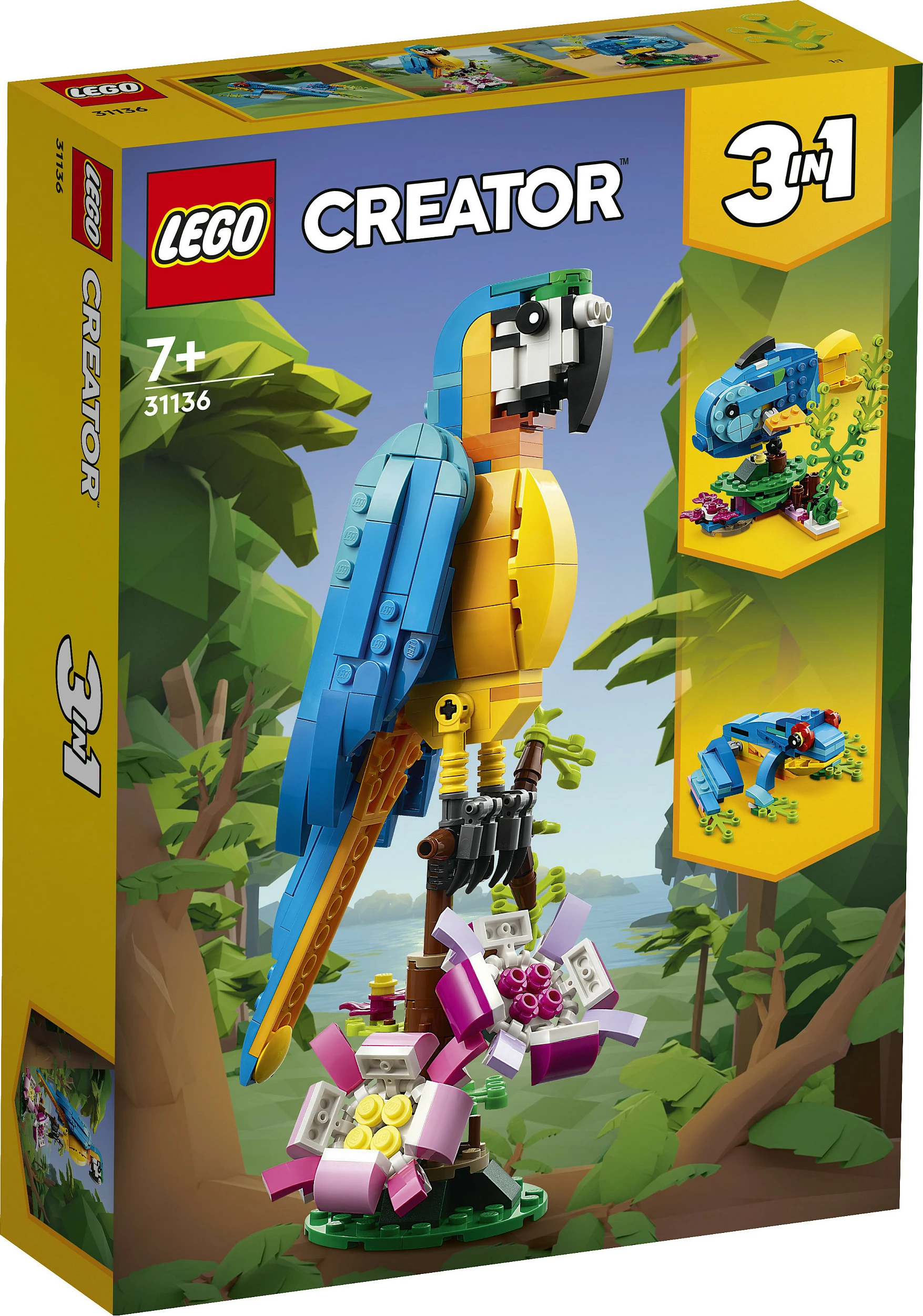 Set ndërtimi LEGO Creator 3-in-1 Papagalli Ekzotik, 253 pjesë, shumëngjyrësh