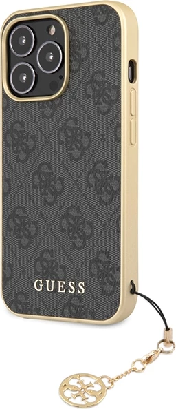 Mbështjellës Guess 4G Charms për iPhone 14 Pro, gri