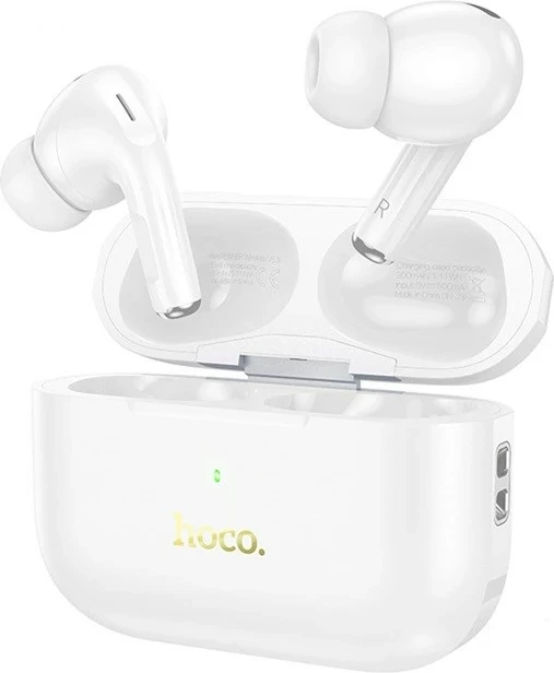 Kufje HOCO EW56 Plus wireless in-ear, Bluetooth 5.3, me kuti karikimi, e bardhë