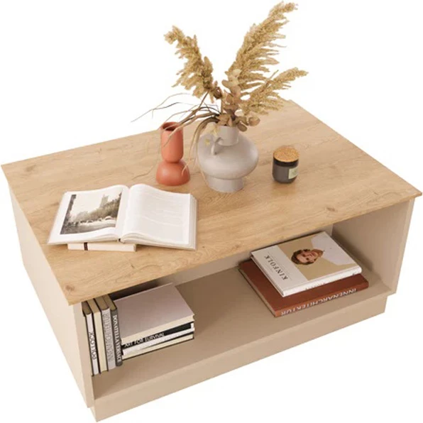 Tavolinë Monik, ngjyrë lisi-gri e lehtë, 90x56x40cm