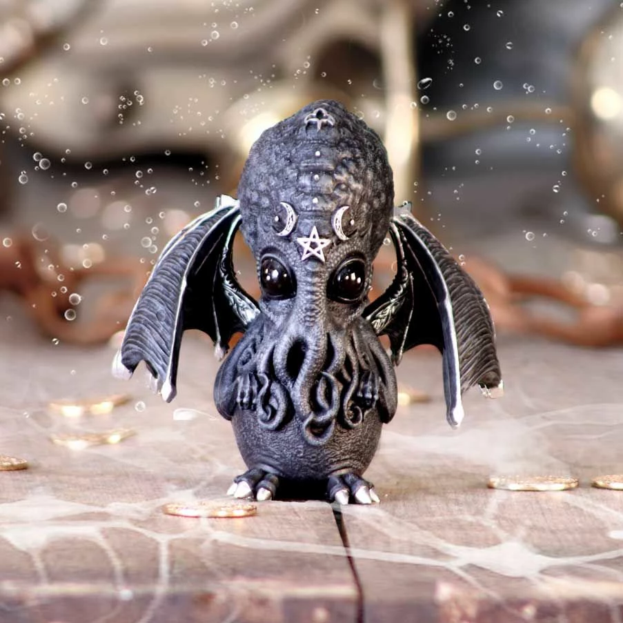 Figurinë Nemesis Now Culthulhu prej rrëshire, e pikturuar me dorë, e zezë/argjendtë