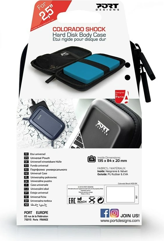 Kuti për disk SSD Port Designs, 2.5", e zezë 