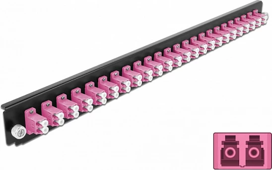 Panel patch fibër optike DeLOCK, 19", 1U, 24 Port LC Duplex, vjollcë