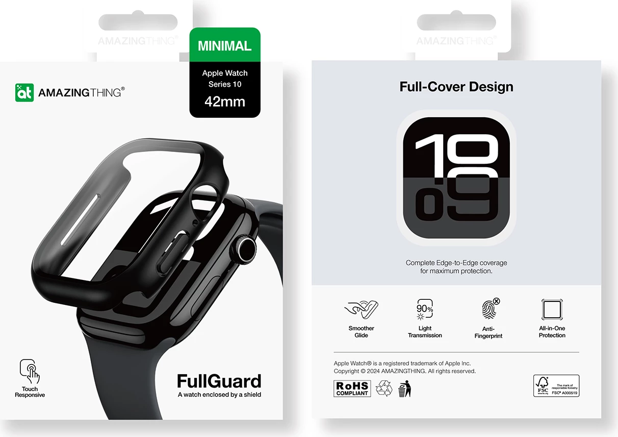 Mbështjellës AmazingThing Radix Glass për Apple Watch 42mm, i zi