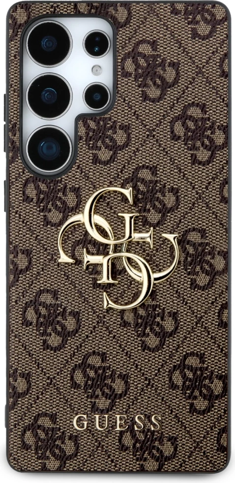 Mbështjellës, Guess, Big 4G Logo Classic Logo, për Samsung Galaxy S25 Ultra, hardcase eco-lëkurë + TPU + PC, kafe
