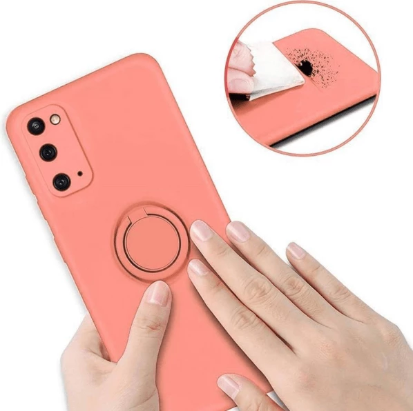 Mbështjellës silikoni ONASI për Samsung Galaxy A34, me unazë dhe mbrojtje kamere, rozë