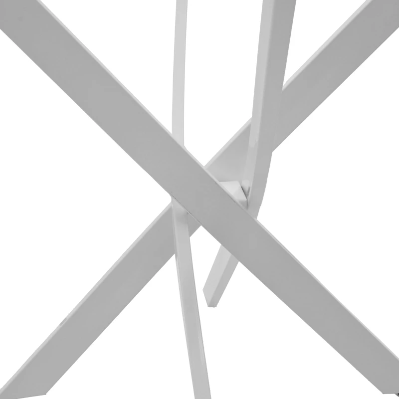 Tavolinë Antoro, xham, këmbë metalike të bardha, D100x75cm