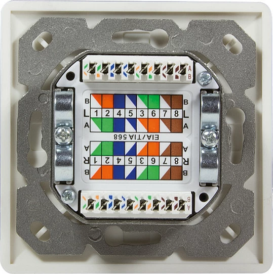 Prizë muri rrjeti LogiLink Cat.6, 2xRJ45 STP, horizontale, e bardhë
