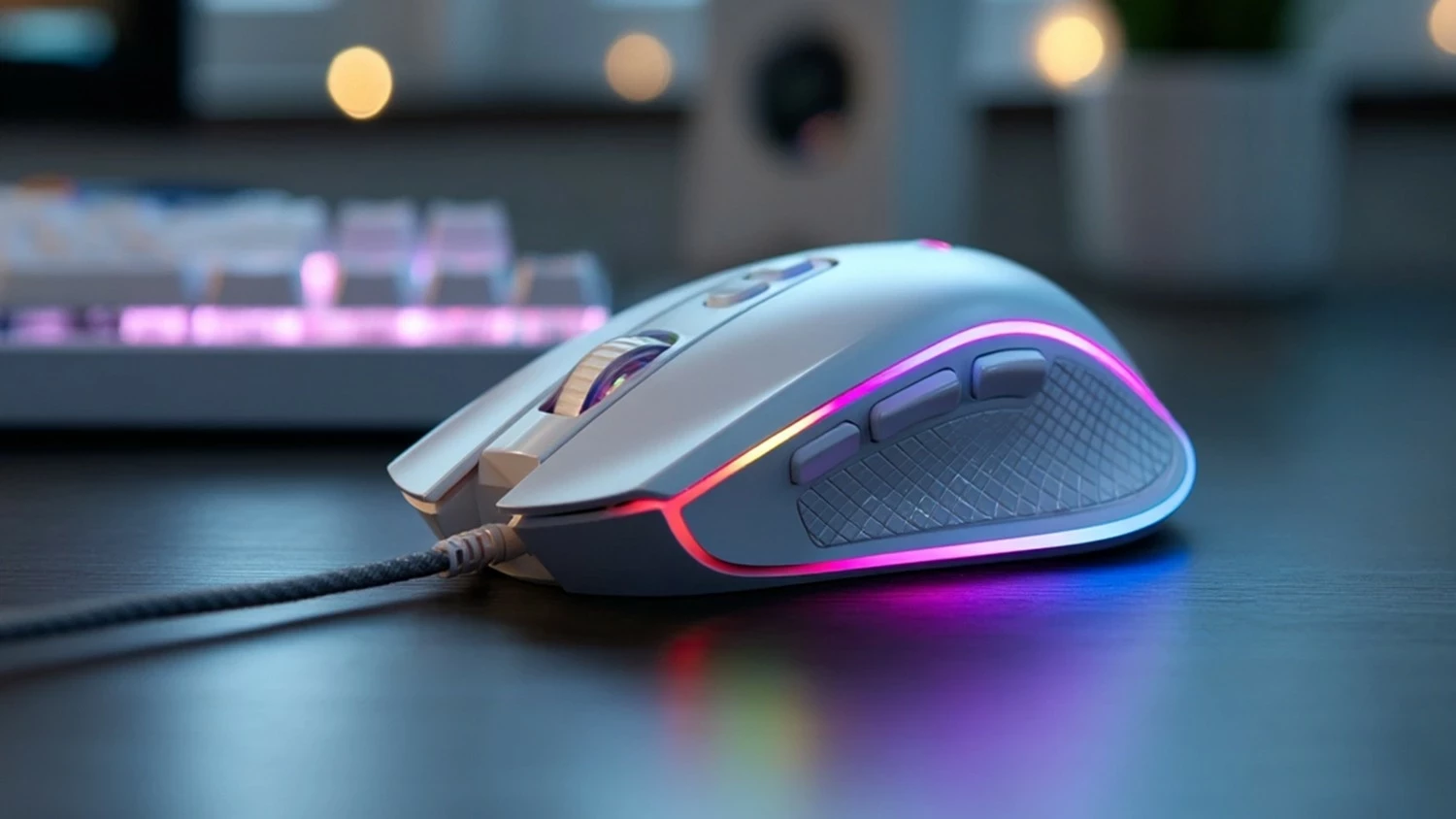Maus Modecom Volcano Veles, RGB, me kabëll, i bardhë