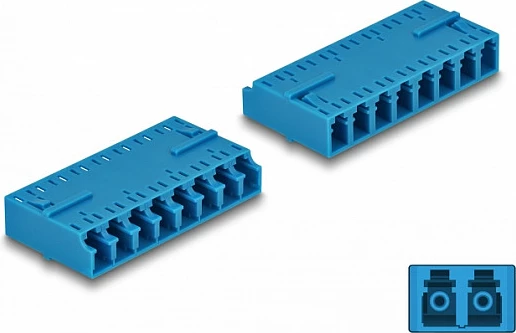 Kuplues fibër optike DeLOCK LC Octuplex femër-femër, HD, 16 konektorë, blu