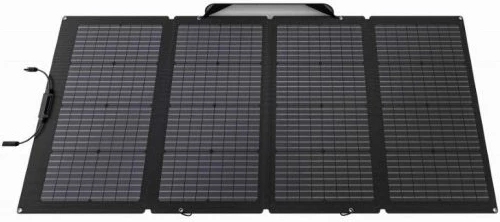 Panel solar portativ bifacial EcoFlow 220W (220W/155W), IP68, MC4, 82×182 cm, me çantë + 4 grepa, e zezë
