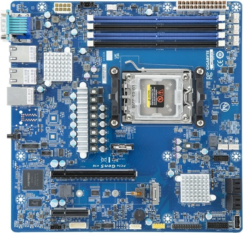 Pllakë amë Gigabyte MC13-LE1, 1x AM5, AMD Epyc 4004/Ryzen 7000/Ryzen 9000, B650E, Blu