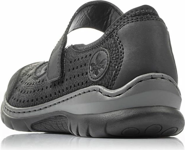 Këpucë të hapura të rehatshme Rieker për femra, të zeza