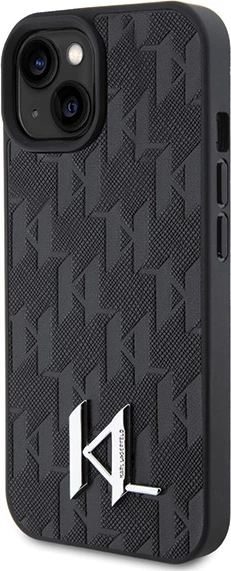 Mbështjellës Karl Lagerfeld KLHCP15SPKLPKLK për iPhone 15/14/13 6.1", lëkurë, i zi