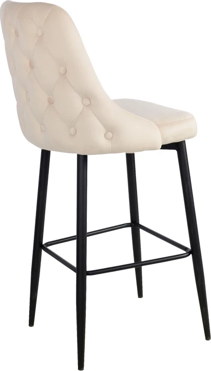 Karrige për bar Zedna, kadife bezhë, këmbë metalike të zeza, 52x57x111cm