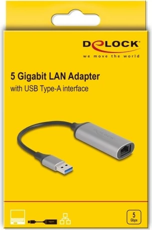 Adapter USB në RJ-45 DeLOCK 81571, 0.15m, anthracite