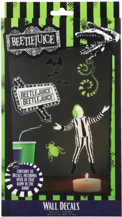 Set stickerash Paladone Beetlejuice, 4 faqe, waterproof, të heqshme, glow in the dark